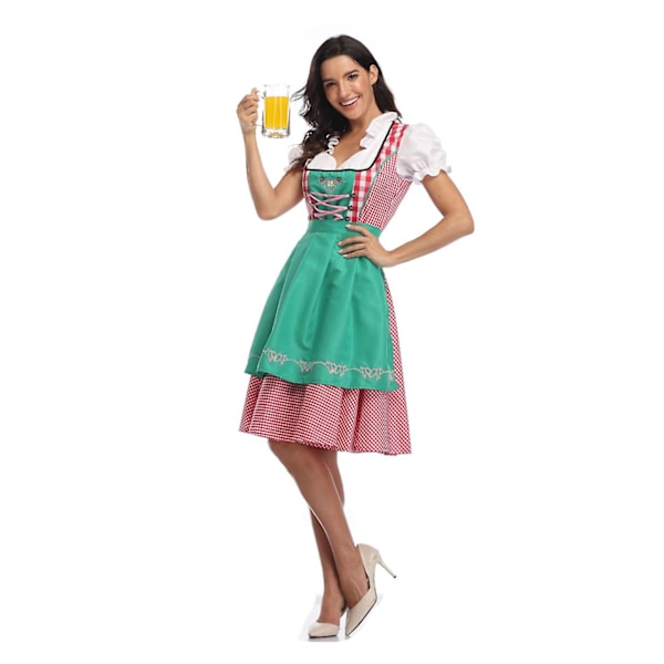 Naisten Oktoberfestin olutneidon asu Baijerin perinteinen Dirndl-mekko Karnevaali .q Green M