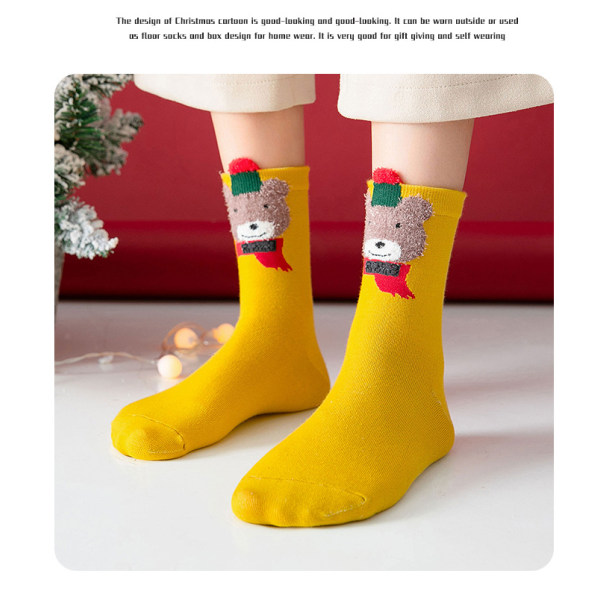 Mub- Julstrumpor för kvinnor röd medium tub söt kawaii Khaki socks fawn