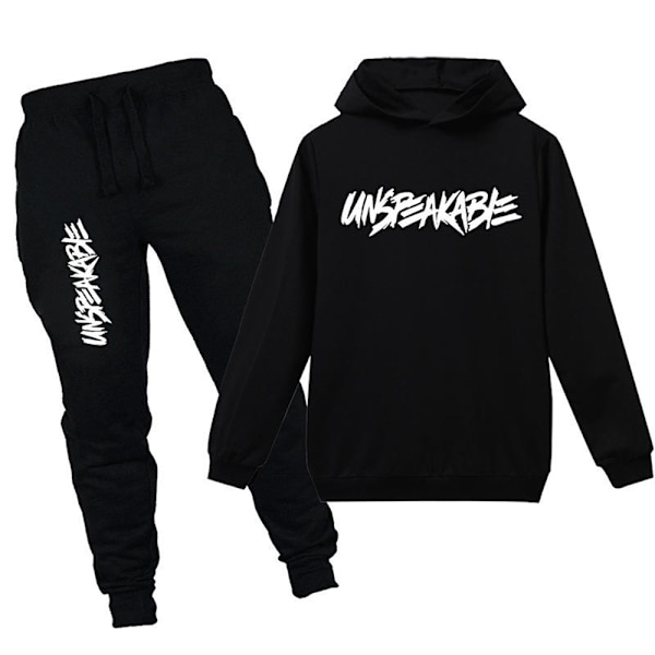 Outsäglig Barn Hoodie Merch Hooded Sweatshirt Toppar Byxor Set H -i black 160cm