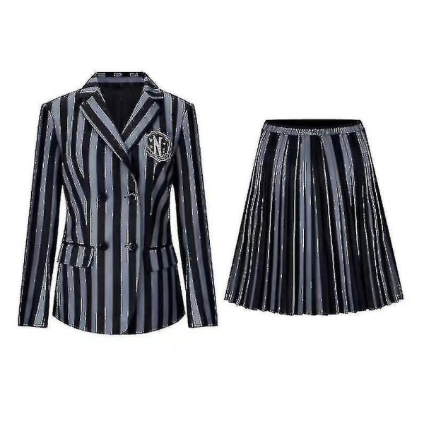 Wednesday Addams   Kostymesett Nevermore Academy Skoleuniform Halloween Karneval Festdrakt For Voksne Barn -a With wig Adult S