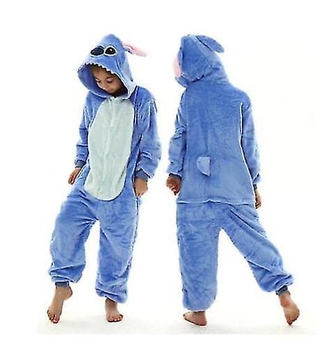 Stitch Kigurumi Barn Barn Pyjamas Vinter Flanell Varm