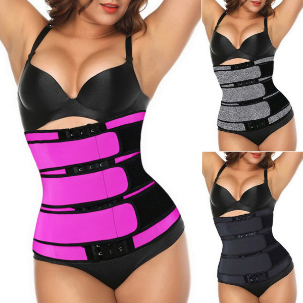 Kvinder taljetræner Body Shaper tre-breasted bælte Sport .4 black XL