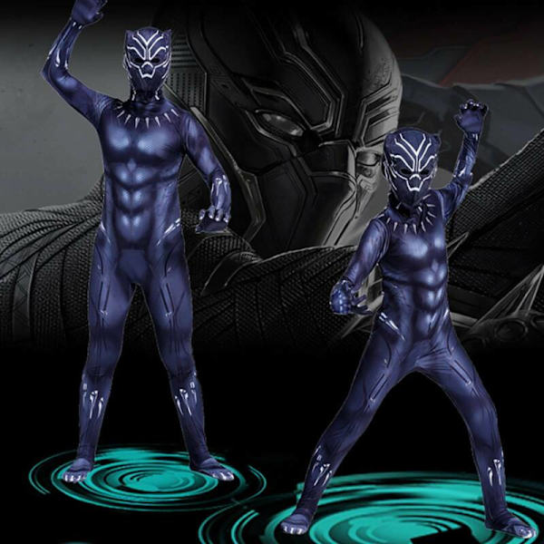 Black Panther Børnekostume Cosplay Fest Superhelt Fancy Dress Up 7-8 Years