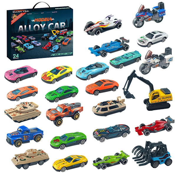 Xbi - Jule-adventskalender blind box 24 dage legering bil model legetøj til børn gaver