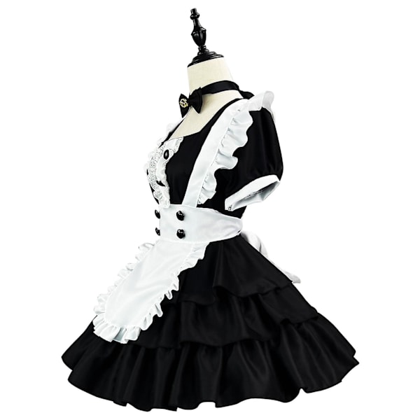 Nya kvinnor Plus ize upersöt stor rosett Rosa Blå Lolita Cosplay Custom Klänning Black S