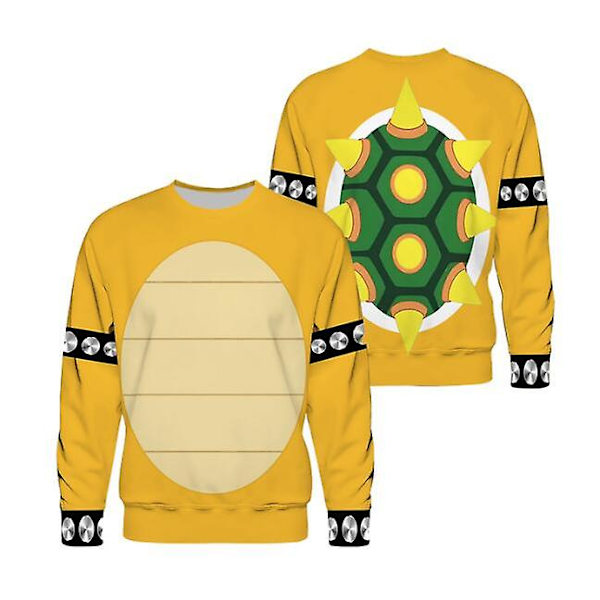 Cartoon Bowser 3d Print Oversized Dame/herre Hoodie Sweatshirt Y2k Streetwear Hip Hop Pullover Hættetrøje Cosplay Kostume -a o-neck hoodie XS