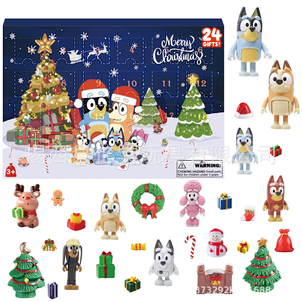 Xbi- 2024 Ny Bluey Blind Box Julekalender Jul Blind Box 24 Dage Nedtælling Overraskelsesboks