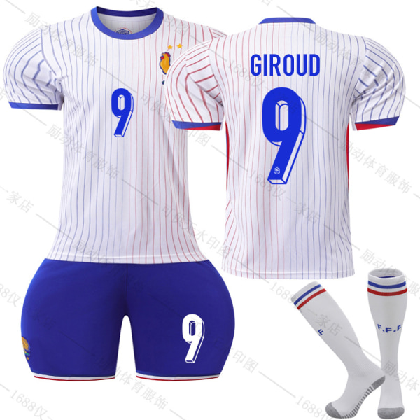 Mub- 2425 Frankrig Away Euro fodboldtrøje 9 GIROUD M