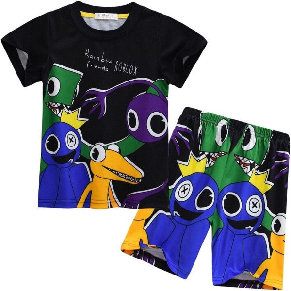 2 stk. Børne Pyjamas Roblox Rainbow Friends T-shirt Shorts Nattøj -a A 150cm