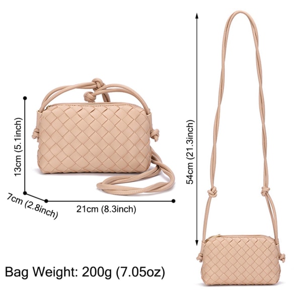 Crossbody-veske for kvinner PU-flettet LYSGUL -i Light yellow