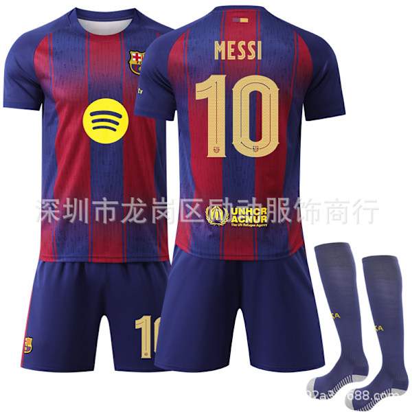 Xbi- 2526 Barcelona hemma Champions League version fotbollströja set 10 MESSI #S