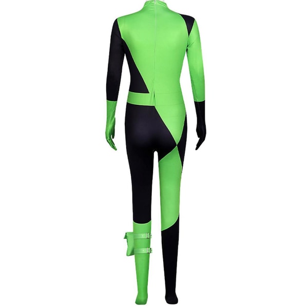 Girls Kim Possible Shego Cosplay Costume Bodysuit Jumpsuit Carnival Party -a 12-13 Years
