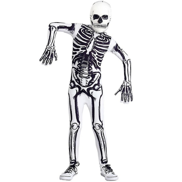3-14 Years Kids Skeleton Bodysuit Gloves Mask Cosplay Sets -a 8-10 Years