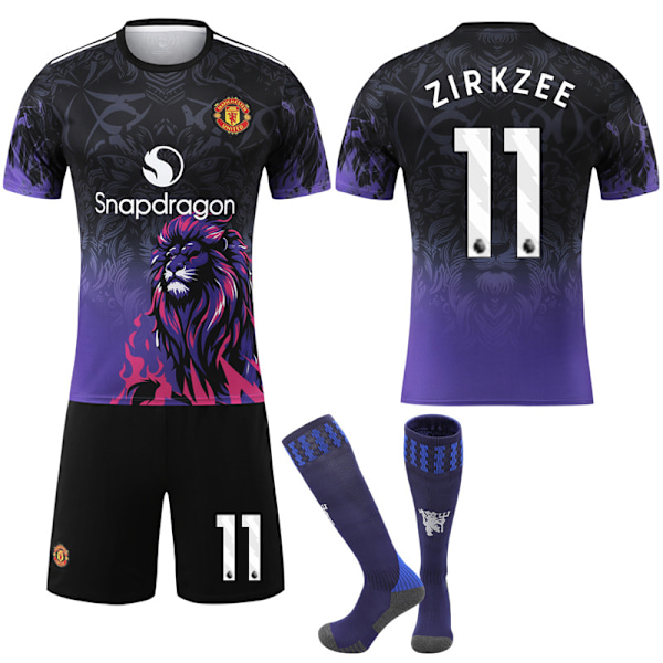 Xbi- 2526 Blå, Lilla Løve Mønster Manchester United Special Commemorative Edition Fodboldtrøje Sæt 11 ZIRKZEE #22