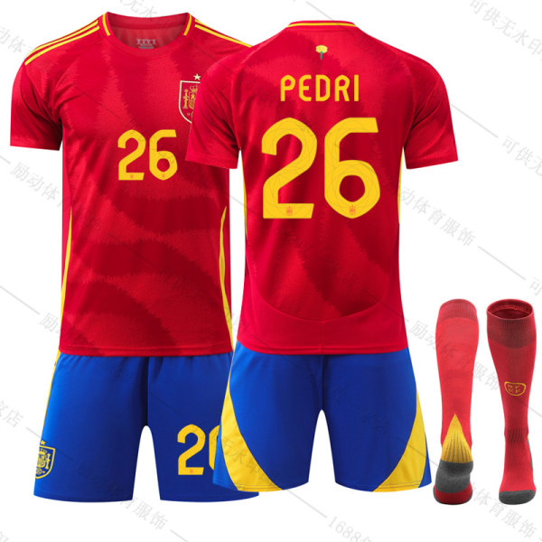 Mub- 2024 Spanien HOME EM fotbollströja 26 PEDRI 20