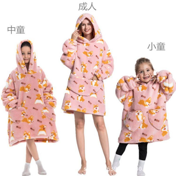 Mub- Bomuldsuld Vinterjakke Filt Dragt Tyk Doven Dragt TV-tæppe tv Tæppe Pyjamas Trøje Hoodie Tæppe Corgi 90CM