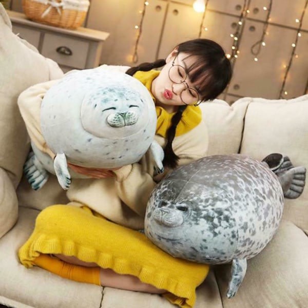 Angry Seal Kudde Plysch Seal Animal Toy Seal Kudde .q Grey 60CM