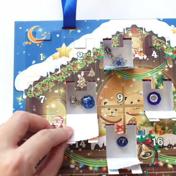 Mub- 24 rutnät Adventskalender DIY barn armband kreativ snögubbe jul blind box gåva 10