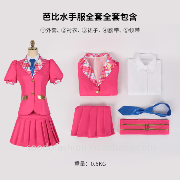 Mub- 2023 Movie Uniform Full Set Of Pink Barby Ken Popular Movie Role-playing Costumes Halloween Costume Cosplay for kid adult 19 L