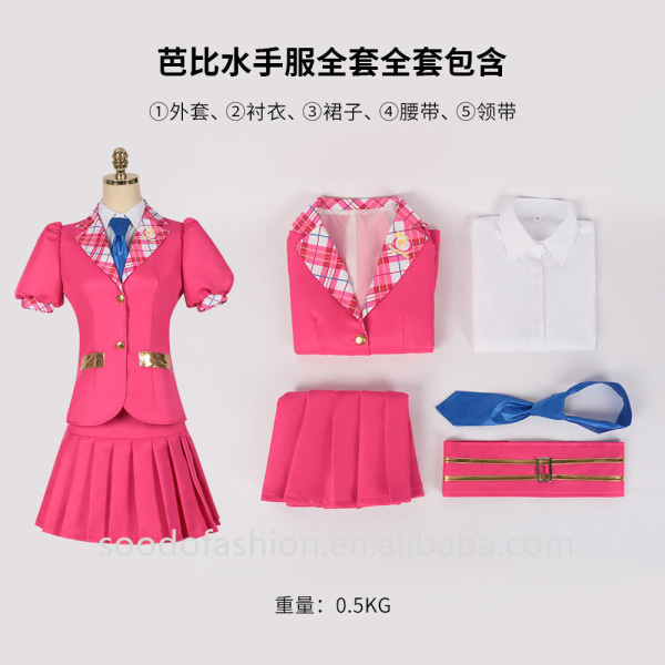 Mub- 2023 Movie Uniform Full Set Of Pink Barby Ken Popular Movie Role-playing Costumes Halloween Costume Cosplay for kid adult 19 M