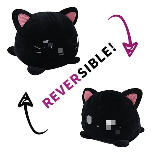 Mub- Söt tecknad film flip docka flip dubbelsidig docka avokado plysch leksak Glow-in-the-dark black and white cat 15cm