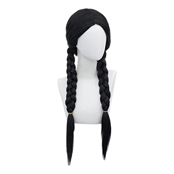Barn Piger Onsdag Addams Paryk Lang Lige Midterskilning Varme R .q blackB no bangs