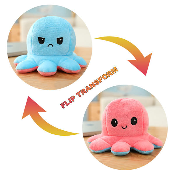 Mub- Bläckfiskdocka plyschleksak söt bläckfiskdocka dubbelsidig flip bläckfisk Light blue/watermelon red 20cm