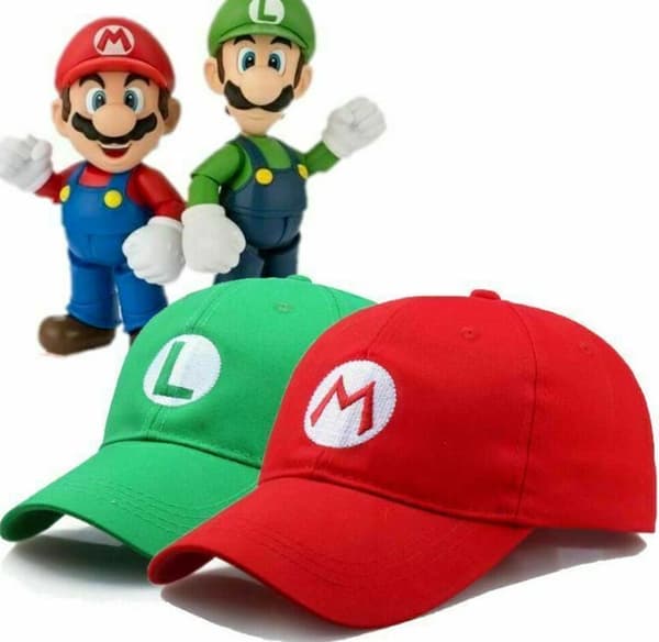 Super Mario Odyssey Luigi Cap Barn Cosplay-hattar för herr -i Red Green