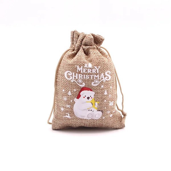 Mub- 10x14cm Julegaver Festdekorationer Julelinned Slikposer Med Snore Jute Burlap Gavepose Burlap Pose X2072 SD04-10