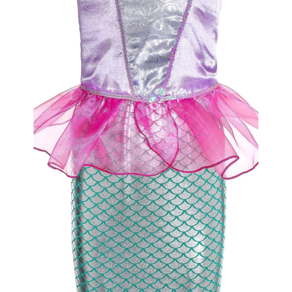 Little Girls Mermaid Princess Costume For Girls Dress Up Party With Gloves,crown Mace 3-10 Years -a Pink 4-5 Years
