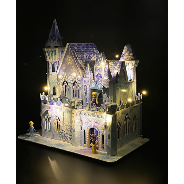 Mub- 3D-isslott Barnflickor Pusselleksaker Flickor Pussel Öppnings- och stängningshytt Julklapp Puzzle + Lamp + Princess Doll*3
