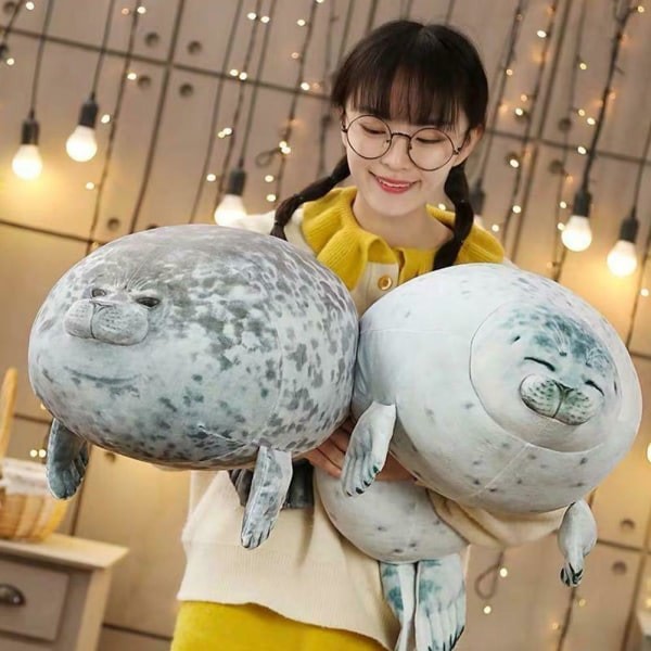 Angry Seal Kudde Plysch Seal Animal Toy Seal Kudde .q Grey 40CM