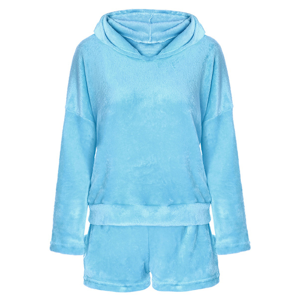 Naisten fleece-untuvat pyjama yöasu yöasu setti -i Blue 4XL
