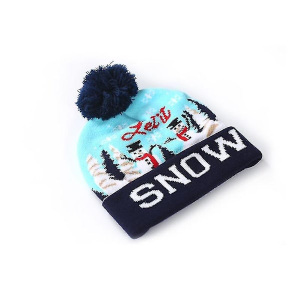 LED Julehat, Lysende Julehat Strikhue .c Snowman