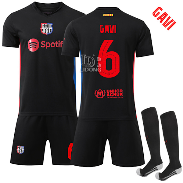 Xbi- 2425 Barcelona ude Champions League nummer skrift fodboldtrøje 6 GAVI #24