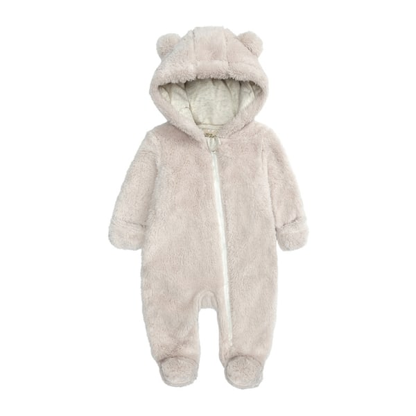 Mub- Winter Warm Newborn Baby Bodysuit Thicken Flannel Outside Kids One Piece Plush Baby Romper Grey 0-3m