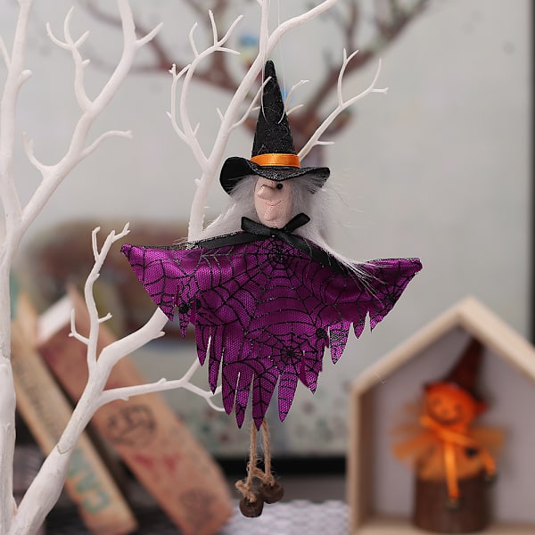 Mub- Allo Halloween ulkoilukoristeet Lomajuhlien kohtausasettelu Kurpitsa Valkoinen aave Musta kissa Mekko Kello Nukke Riipus Witch
