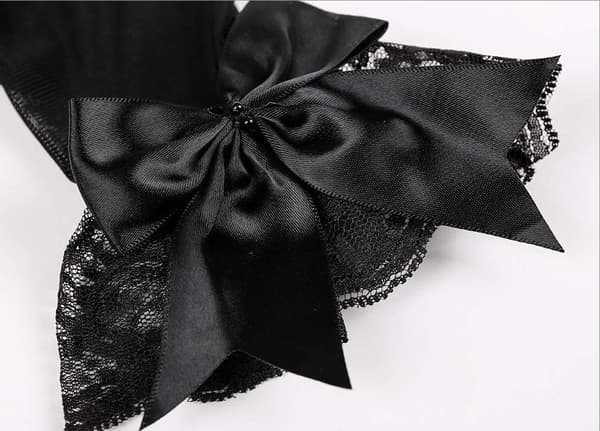Bryllupshansker Korte Mesh Sorte Blonde Rosetthansker black