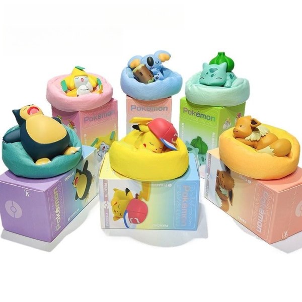 Mub- Hot Selling Sleeping Pokemoned Boxes Anime Pokemoned Pika Model Statue Collection Anime Action Figures Kids Boys Girls Toys 4 11cm