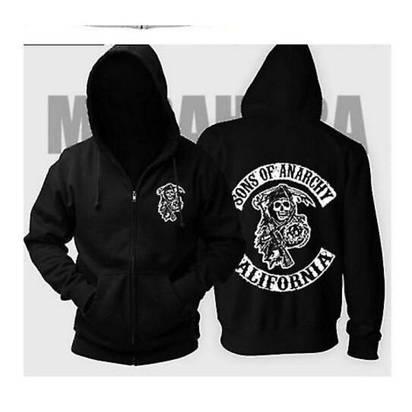 Sons Of Anarchy Hoodie Tv Soa Cosplay Kostume Mænd Zipper Jakke Læder Vest Rock Punk Cap Mayans Mc Halloween Kostume Til Mænd -a Hoodie balck M