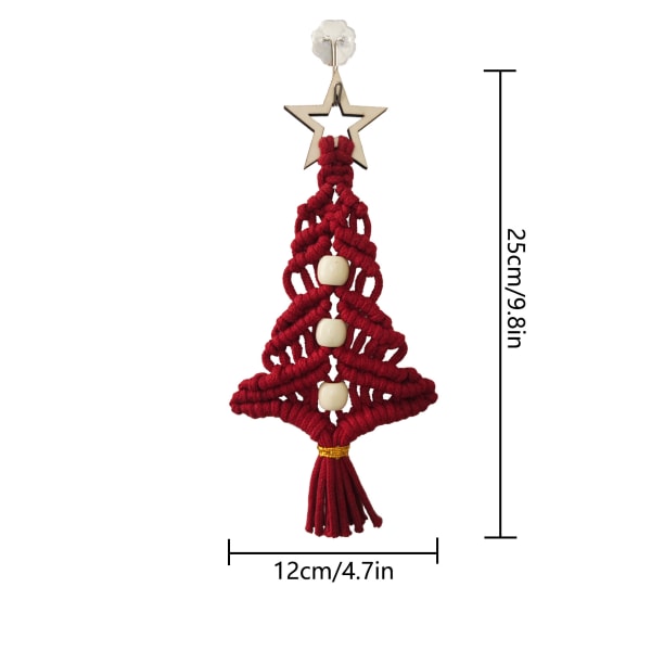Mub- Käsinkudottu luova joulukuusen ripustus joulukoriste ripustus seinävaate yksinkertainen taustaseinä kodin käsityöt S34 - Red