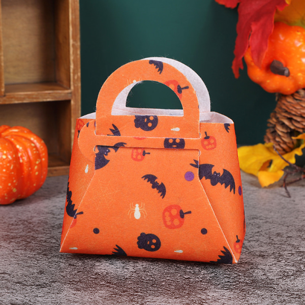 Mub - Ny Halloween-fest Dekoration slikpose Gaveindpakning Lille størrelse Trick or Treat Håndtaske Heks Spøgelse Græskar Print Pakning Tote Taske Purple
