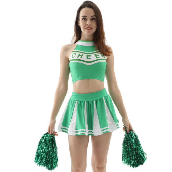 Sexy baby COS Girl Cheerleadingkläder  M green+Cheering flower m