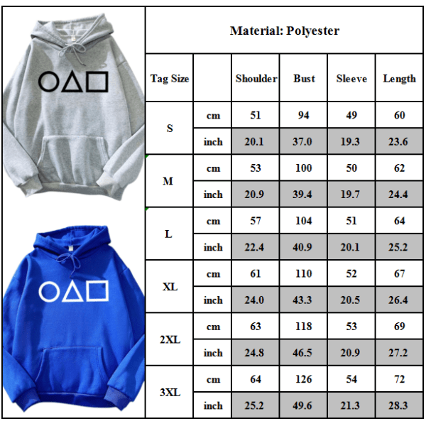 Squid Game Hoodie - Vintervarm damptrøje Casual Hood Top . blue L