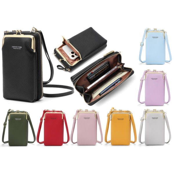 Mobilväska Plånbok Korthållare Väska med axelrem -i red