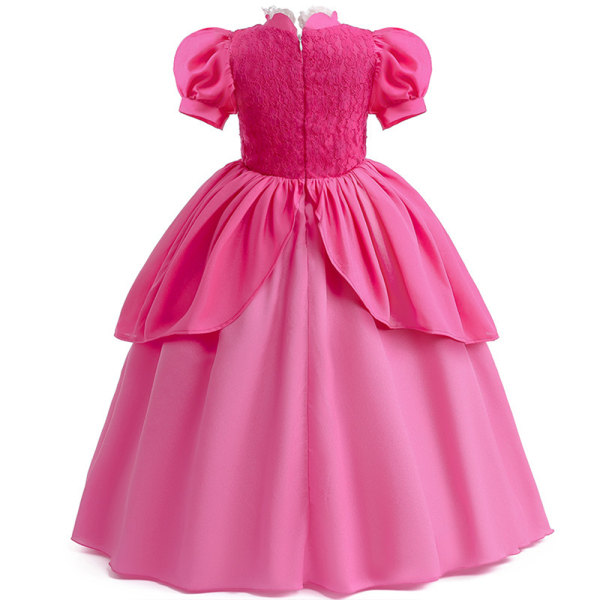 Princess Peach Costume Girls Puff Sleeve Dress Halloween Dress -a 130cm
