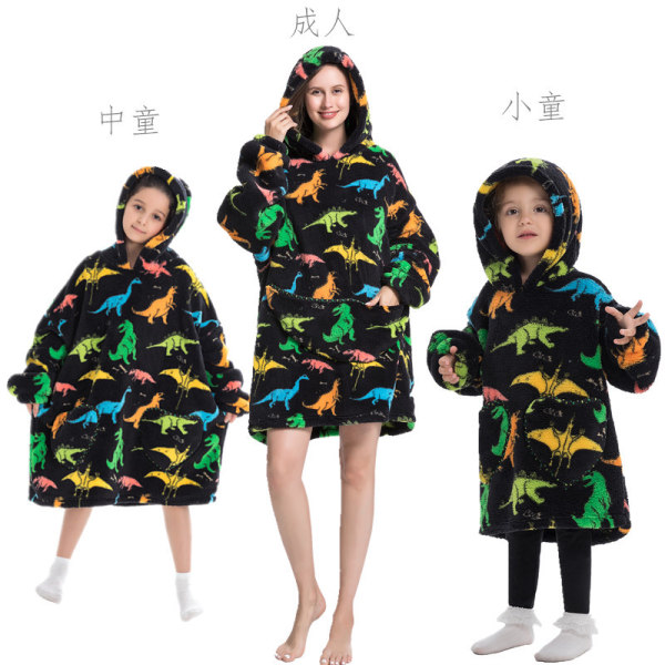 Mub- Huva bomull ull vinterjacka filt kostym tjock lat kostym TV-filt tv filt pyjamas tröja hoodie filt Multi-colored dinosaurs 75CM