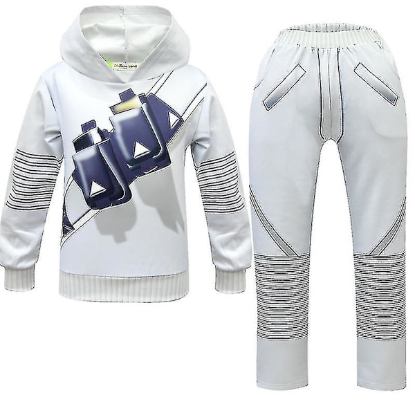 Boys Kids Marshmello Dj Mask Hoodies+pants Sets Carnival Party Cosplay Costume -a 12-13 Years