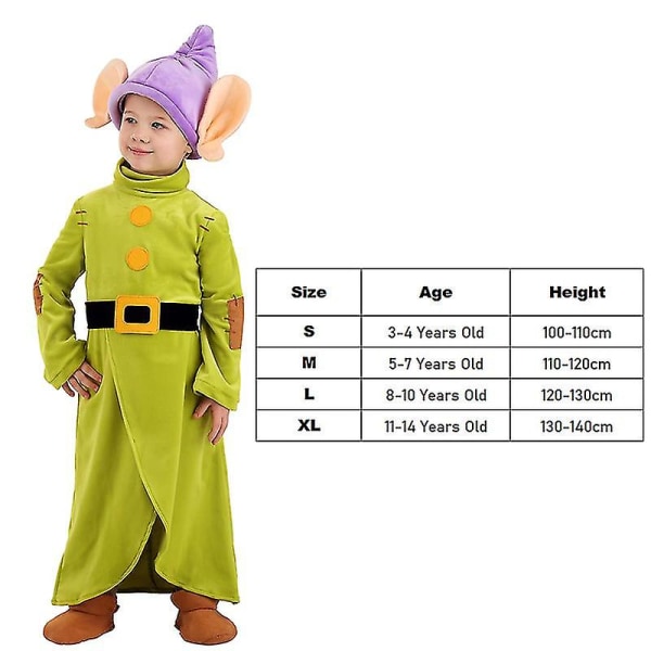 Halloween Costume Boys Toddler Snow White Friend Cosplay Dopey Costume For Kids -a L
