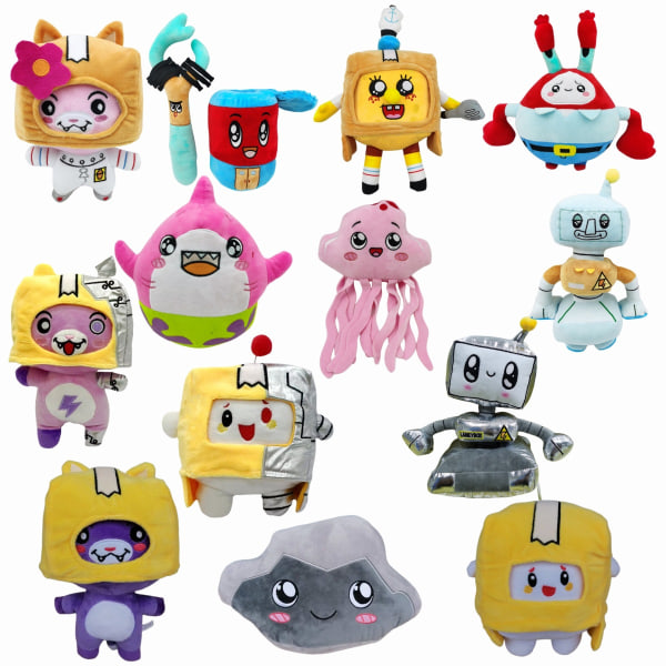Mub- Kartong Villain Fox Stone Cloud Lankybox Plysch Leke Twigs + buckets
